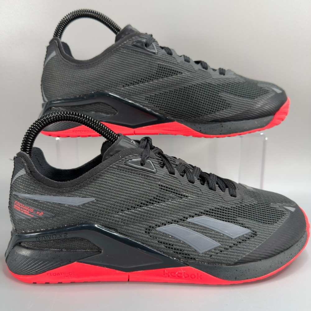 Reebok Nano Froning x2 Womens 7.5 7 1/2 Training Shoes Black Red Lace Up Sneaker